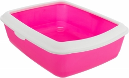 CLASSIC toaleta pro kočky, s okrajem, 37 x 15 x 47 cm, růžová/bílá