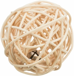 Zapletený míček s rolničkou, ratan,  ø 4 cm