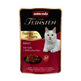 Vom Feinsten Adult FEINES m.Fillets - telecí + kuřecí filet, kapsička pro kočky 85 g