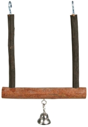 Dřevěná houpačka se zvonkem z přírodního dřeva 12 x 15 cm