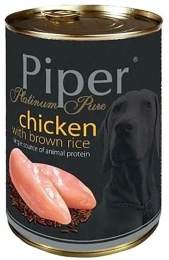 PIPER PLATINUM PURE kuře s hnědou rýží, konzerva pro psy, 400 g