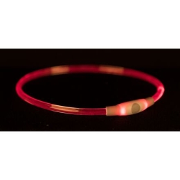 Flash light ring USB, blikací obojek, L-XL: 65 cm/ ø 8 mm, červená (RP 2,10 Kč)