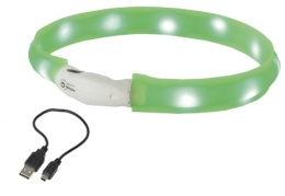 Nobby LED plochý svítící obojek pro psy zelený M 55cm