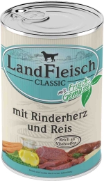 Landfleisch Dog Classic hovězí srdce s rýží 400g