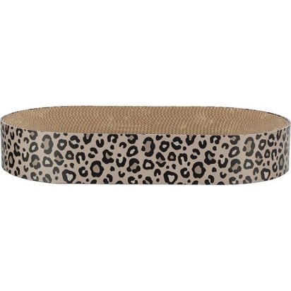 Kartonové škrabací lůžko LEO, s catnipem, 63 x 10 x 35 cm, hnědá/leopardí