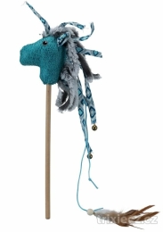 Plyšový kůň na tyčce, plyš/látka 37 cm - DOPRODEJ
