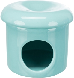 Keramický domek, 1 vchod, odnímatelná stříška, ø 12 × 10 cm, tyrkysová